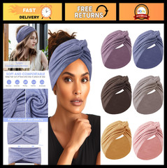 Extra Wide Cotton Turban Headbands for Women – 7″ Non-Slip Boho Hair Bands (6 Pc