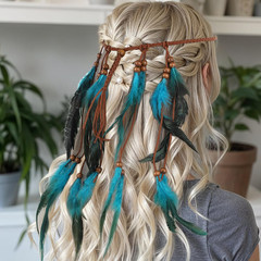 Native American Headdress,Indian Headdress,Boho Indian Feather Headband,Hippie H
