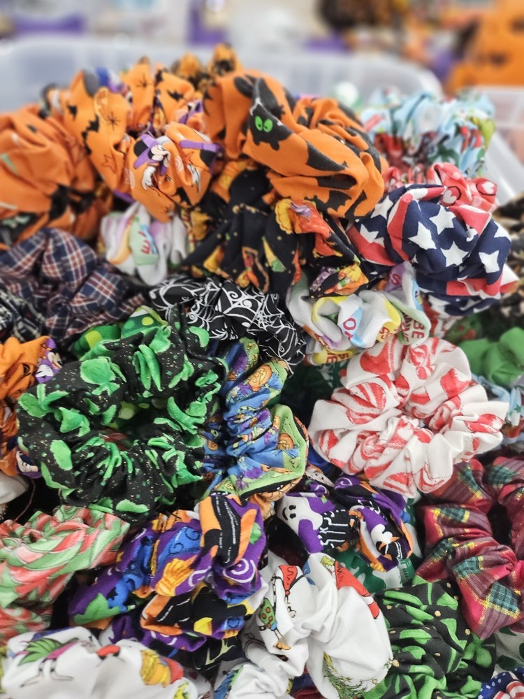 20 Scrunchies Homemade Hair Ties Multi Color Patterns MY CHOICE