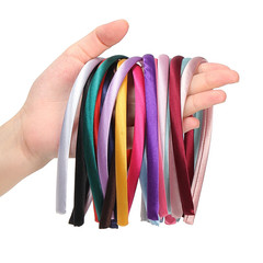 10Pcs Fashion Satin Solid Color Headband Colorful Fabric Covered Thin Plastic Ha