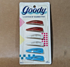 6 Goody Double Bar Hair Snap Clip Contour Barrettes
