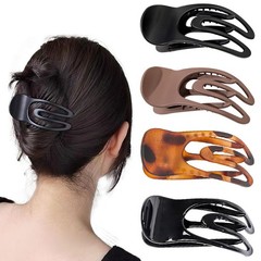 4 PCS French Concord Flat Hair Clips 1 Count (Pack of 4), Dark Color Series