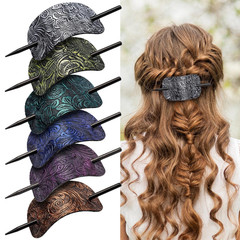6PCS Leather Hair Barrettes with Stick, Square Shape Hair Accessories Set – Pony