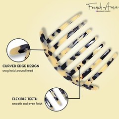 French Amie 7 Teeth Handmade Celluloid Side Hair Comb for Women and Girls