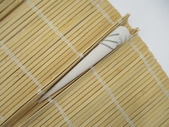 White with Hint of Gray Lines Silk Kimono Long Hair Clip 130mm (5 1/8 inch)