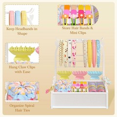 Headband Holder Stand Hair Accessories Organizer for Girls with Storage Base, De