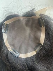 6″X6″ MONO Cap 100% Virgin Human Hair Fine Hair Topper For Women 14″