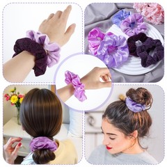 Share Tyqour 6Pcs Satin Silk Purple Hair Scrunchies for 1 Count (Pack of 6),