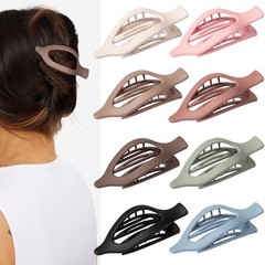 8 Pcs Flat Hair Clips for Women Girls, Claw 8 Count (Pack of 1), Nature