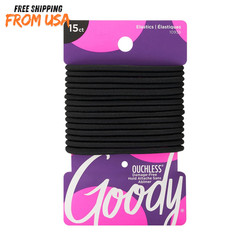 Ouchless Black Hair Ties – 15 Ct, 4MM Rubber Bands for Women & Men