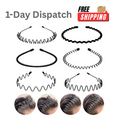 Fenshine 6PCS Metal Hair Bands Spring Wavy Hoop Unisex Black Headband