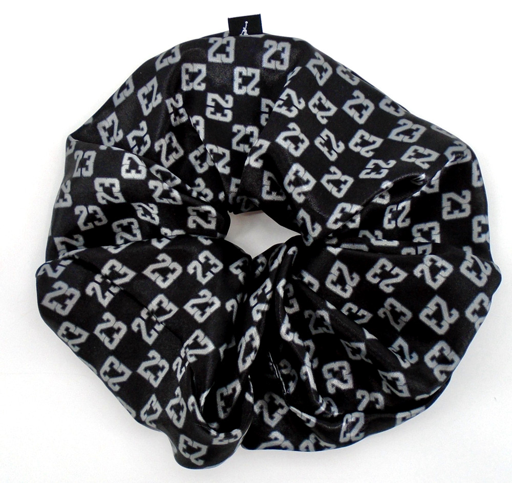 Nike Jordan Gathered Hair Tie Adult Large Scrunchie All Over Print Black/Grey