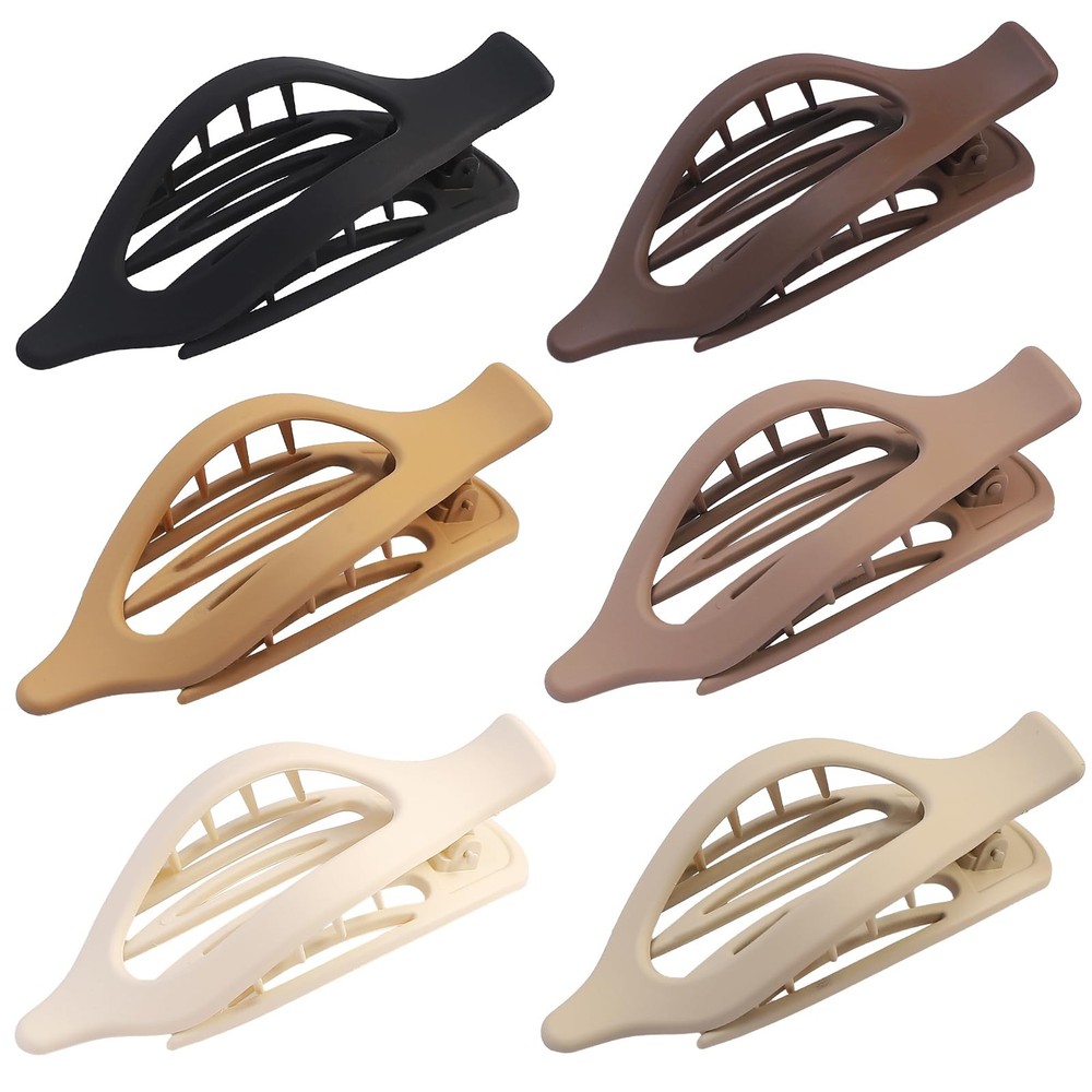 CHANDAT Flat Hair Clip 6 pcs Lay Down Claw Clips 1 Count (Pack of 6), Brown