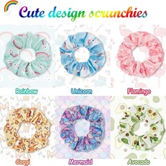 16 Pieces Cute Hair Scrunchies Kawaii Colorful Cute Unicorn Rainbow Mermaid D…