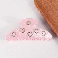 Pink Heart Rhinestone Hair Claw Clips, 1 Count (Pack of 1), Multi