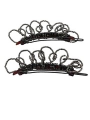 VTG Handmade Hair Clip Barrette Set With Antique Cut Steel Beads Unique Retro