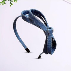 Blue Denim Headbands for Women,Skinny Bowknot Thin Headbands,Bowknot Hair Hoo…