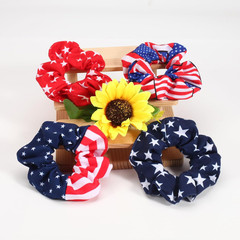 4th of July American Flag Hair Ties Set Elastic Scrunchies Red White Blue 4 Pcs