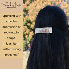 French Amie Rectangular Gold Glitter Cellulose Handmade Hair Clip Barrette
