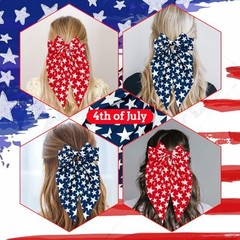 4th of July Bow Hair Clips for Women Girls, 2pcs Big Bows Independence Day A
