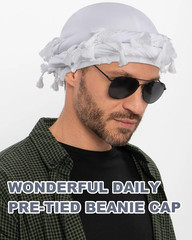 Halo Turban for Men Women Satin Lined Durag Head Wraps Skull Cap Pre-Tied Tassel