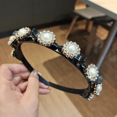 Double Layer Braided Hairbands Plastic Clip Headband Women Punk Pearl Headwear