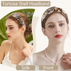 Tortoise Shell Headband for Women, Wide Leopard Thick Plastic Hair Band with …