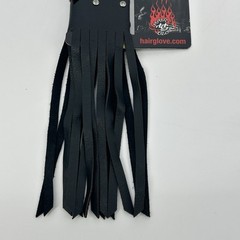 Hairglove 4” Black Leather Pony Tail Holder With Fringe/ Biker Wear