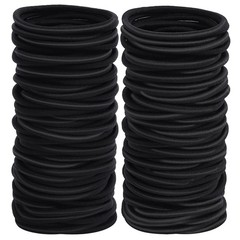 100pcs Womens Elastics Hair Tie, 4MM Black Ponytail Holders Hair Bands, 2 Inch i