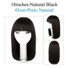 100%Real Human Hair Full Wig For Women,Silk Top Long BOBO with Flat Bang 14″~18″