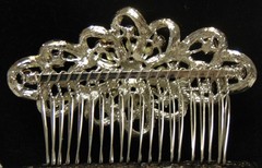 Elegant Silver Tone with Clear Rhinestones Hair Comb Accessory