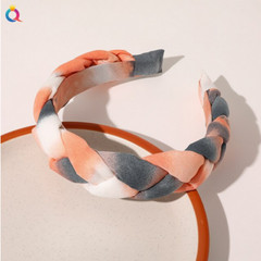 BRAND NEW HANDMADE MULTICOLOURED BRAIDED CRINKLE FABRIC HEADBAND HAIR ACCESSORY
