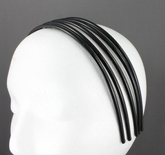 Black 5 skinny set of headbands pack plastic thin skinny narrow grip teeth