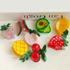 CLIP SUGAR Mini Strawberry Hair Clip,Acetate Claw 1 Count (Pack of 2), Red