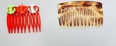 1970s Youth girls French Side Hair Combs small plastic with charms vintage