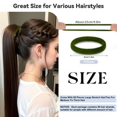 50PCS No Damage Soft Nylon Hair Ties Elastic Ponytail Holders Pain-Free New