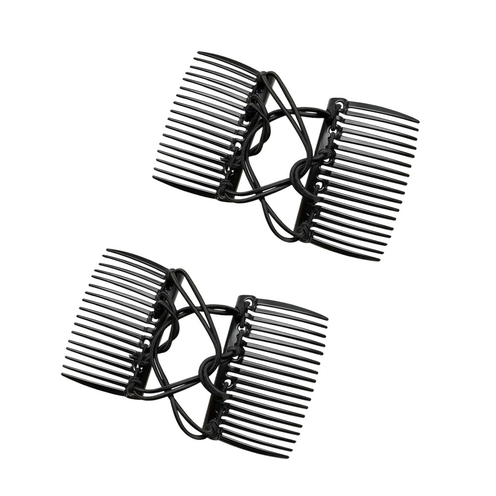 2Pcs Black Adjustable Magic Hair Clip Combs,Stretchy Double Comb Hair Clip,No Cr