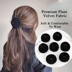TOBATOBA 7 Pcs Black Lazy Bird’s Nest Magic Hair Clip Expandable Ponytail Holder