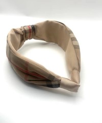 Burberry Signature Knotted Headband in Beige Nova Check