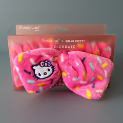 New Creme Shop Hello Kitty Celebrate Plush Spa Headband Hot Pink Sprinkle Design