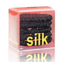 3 Pcs 100% Mulberry Silk Scrunchies, Hair Ties Pink Peacock Blue Apricot