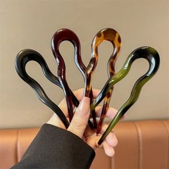 U-Shaped Hair Fork Fashion Tortoiseshell Acetate Acrylic Hairpin Geometric Headw