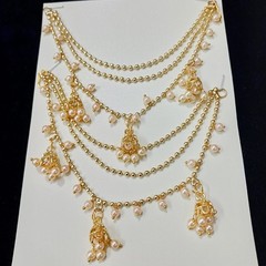 Handmade Kaan Chain,gold-toned Sahare,Multi Layer Sahare,Transparent EarChain