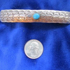 VINTAGE SOUTHWEST N.A. HAIR BARRETTE W/TURQUOISE STERLING
