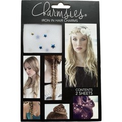 Charmsies Iron In Hair Charms Decor Blue Gold Stars – apply with flat iron