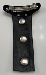 MOTORCYCLE-BIKER AESTHETIC HAWG-TYD -GENUINE LEATHER HAIR TIE/BARRETTE -5 1/2 In