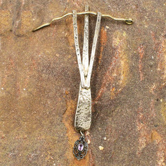 Sterling Silver 925 Amethyst Gemstone Brutalist Hair Pin Accessory