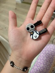 Aznavour Halloween Hair Clips Set – Black & White Ghost Skull