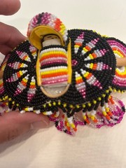 Handmade Native American glass Bead Hair Barrette Tassel w stick multicolor VGC