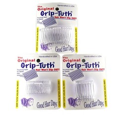 6 Combs x Good Hair Days Grip-Tuth® 1.5″ 2.75″ Clear Tuck sidecombs Made in USA